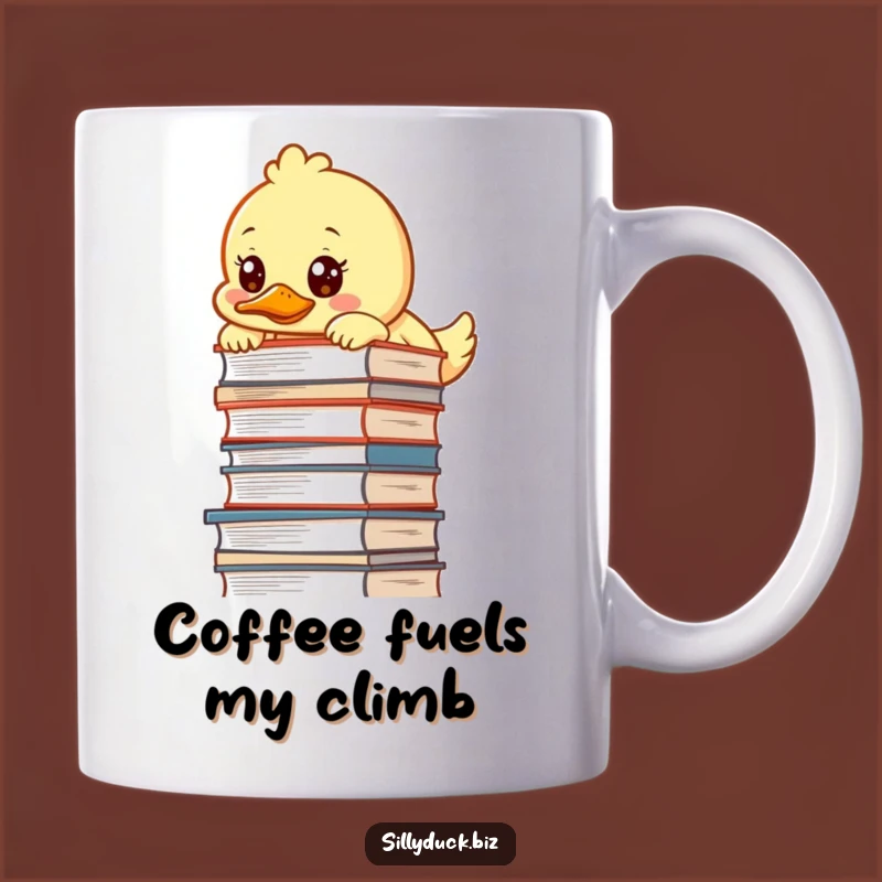 Funny Kawaii Duck Desk Pile Mug Gift: Determined Duck Overwhelmed by Work