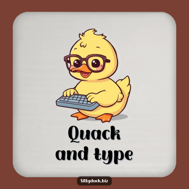 Funny Kawaii Duck Coaster Gift: Protect Your Table with a Typist Duck