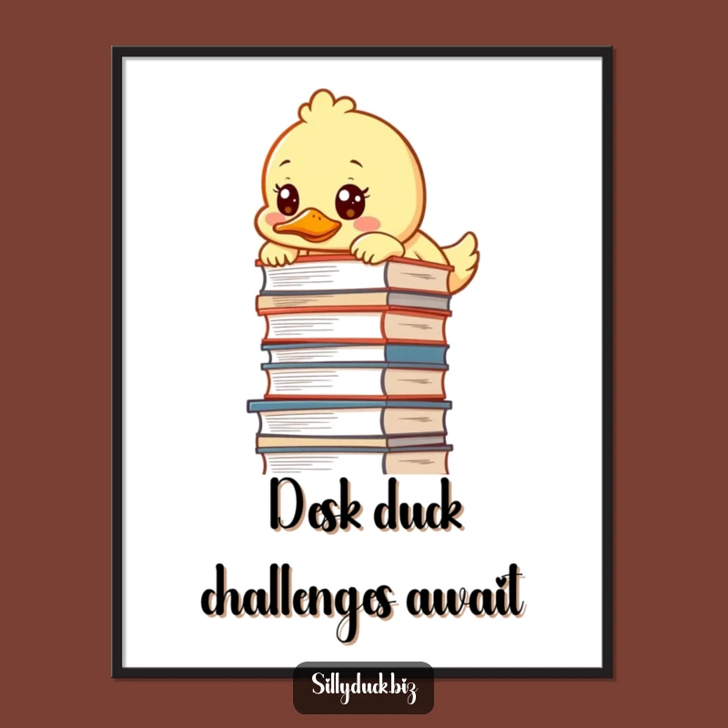 Funny Free Printable Wall Art: Determined Duck Facing Desk Chaos, Quirky Decor