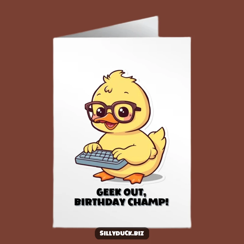 Funny Free Printable Birthday Card: Kawaii Duck Typing for a Techie Celebration