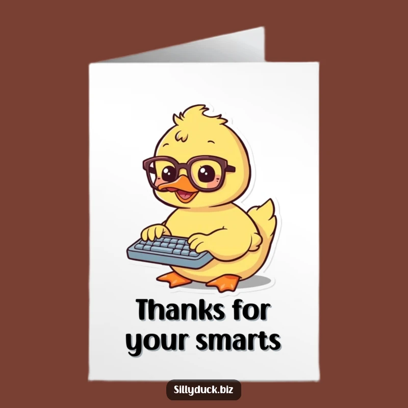 Cute Free Printable Thank You Card: Kawaii Duck Typing Thanks with Flair